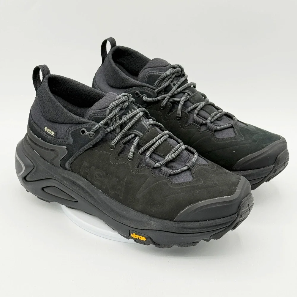Hoka KAHA 3 Low GTX Mens 9 Triple Black Gore-Tex Trail Shoes 1162532 - NEW